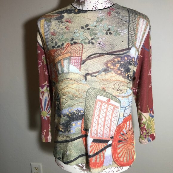 🎨 Vintage Yukiko Imperial Art Print Top – Made in U.S.A. – Size L 🎨 - Picture 5 of 15